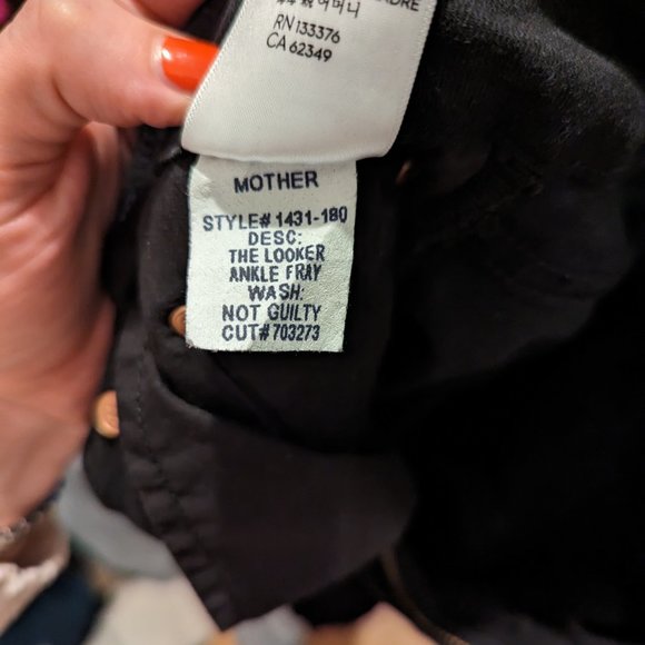 MOTHER Looker Ankle Fray Skinny Jeans - Black - Size 27 - Picture 7 of 12